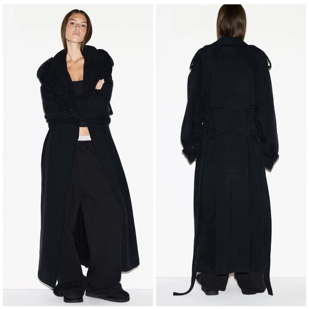 SKIMS Black Long Trench Coat